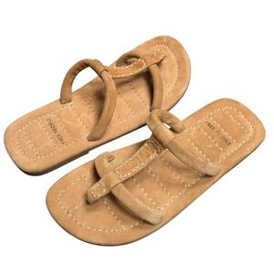 Free People Womens Hadden Suede Slide Sandal Thong Beige Boho Summer Size 8.5